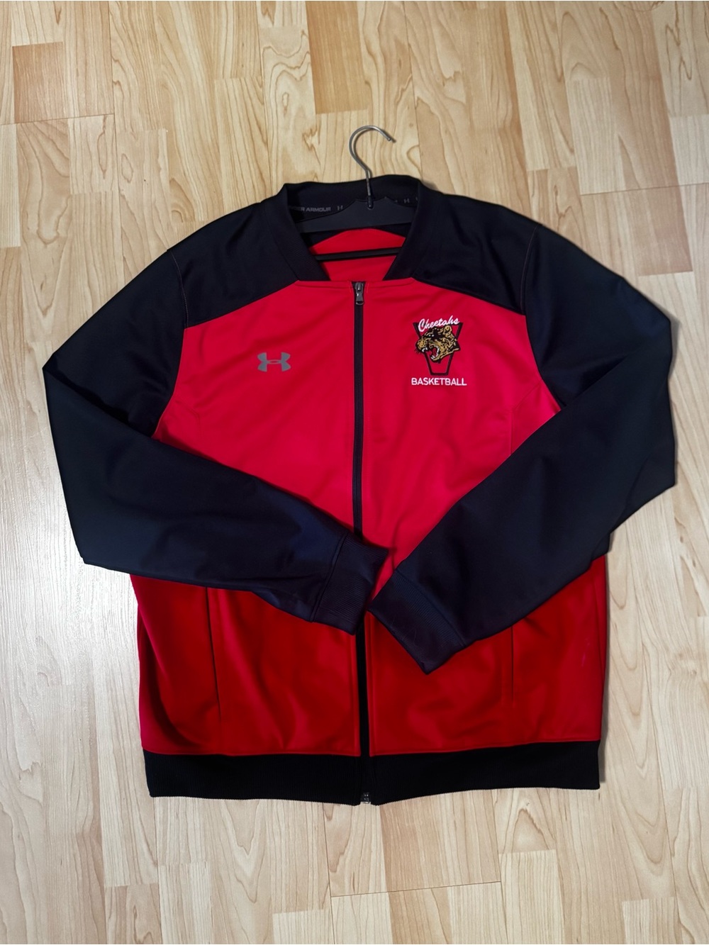 Under Armour Men’s Red and Black Full-Zip Athletic Jacket - Vanier Cheetahs